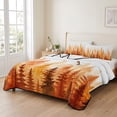 thumbnail image 2 of Quilts Queen Size Bedding Set, Orange Forest Fall Lightweight Quilted Comforter, Orange Ombre Trees Watercolor Pine-Trees Reversible Bedspread Coverlet with Pillow Covers for All Season, 90" x 96", 2 of 9
