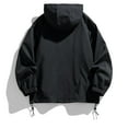 thumbnail image 3 of Men's Windbreakers Casual Loose Fitting Long Sleeved Zippered Hooded Jacket Black S Windbreaker Front-Zip Jacket, 3 of 6