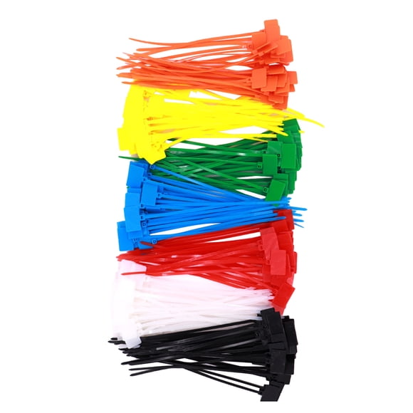 250 Pcs 4x150 Durable Self-locking Nylon Core Electric Cable Tie Wraps Ethernet Wire Zip Tie with Marking Label for Home Office (7 Colors Mixed)
