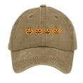 thumbnail image 3 of JIANLAI Vintage Washed Cotton Baseball Cap Unisex Halloween Four Pumpkin Face Printed Adjustable Curved Brim Dad Hat Multi‑Color Retro Distressed Baseball Hat, 3 of 3