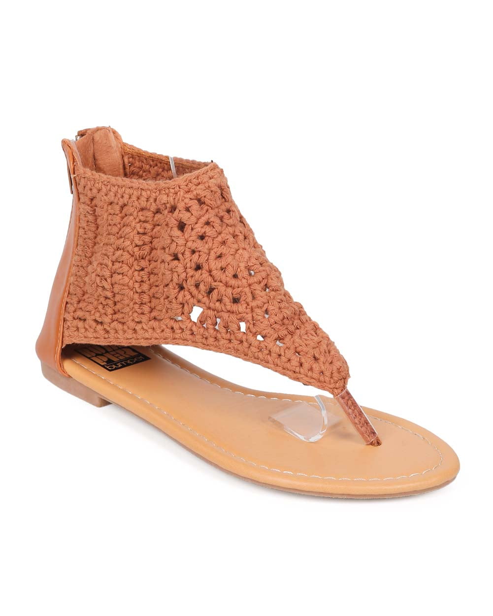 THONG グラディエーター Bumper EE76 Women Crochet Boho Zip Gladiator Thong Sandal