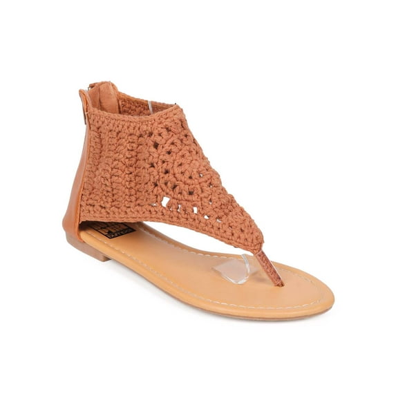 Bumper EE76 Women Crochet Boho Zip Gladiator Thong Sandal