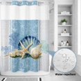 thumbnail image 2 of No Hook Shower Curtain, Blue Coastal Starfish Shower Curtains for Bathroom with See Through Top Window, Vintage Grey Nautical Coral Summer Waterproof & Washable Bath Curtain Stall 48"x72", 2 of 9