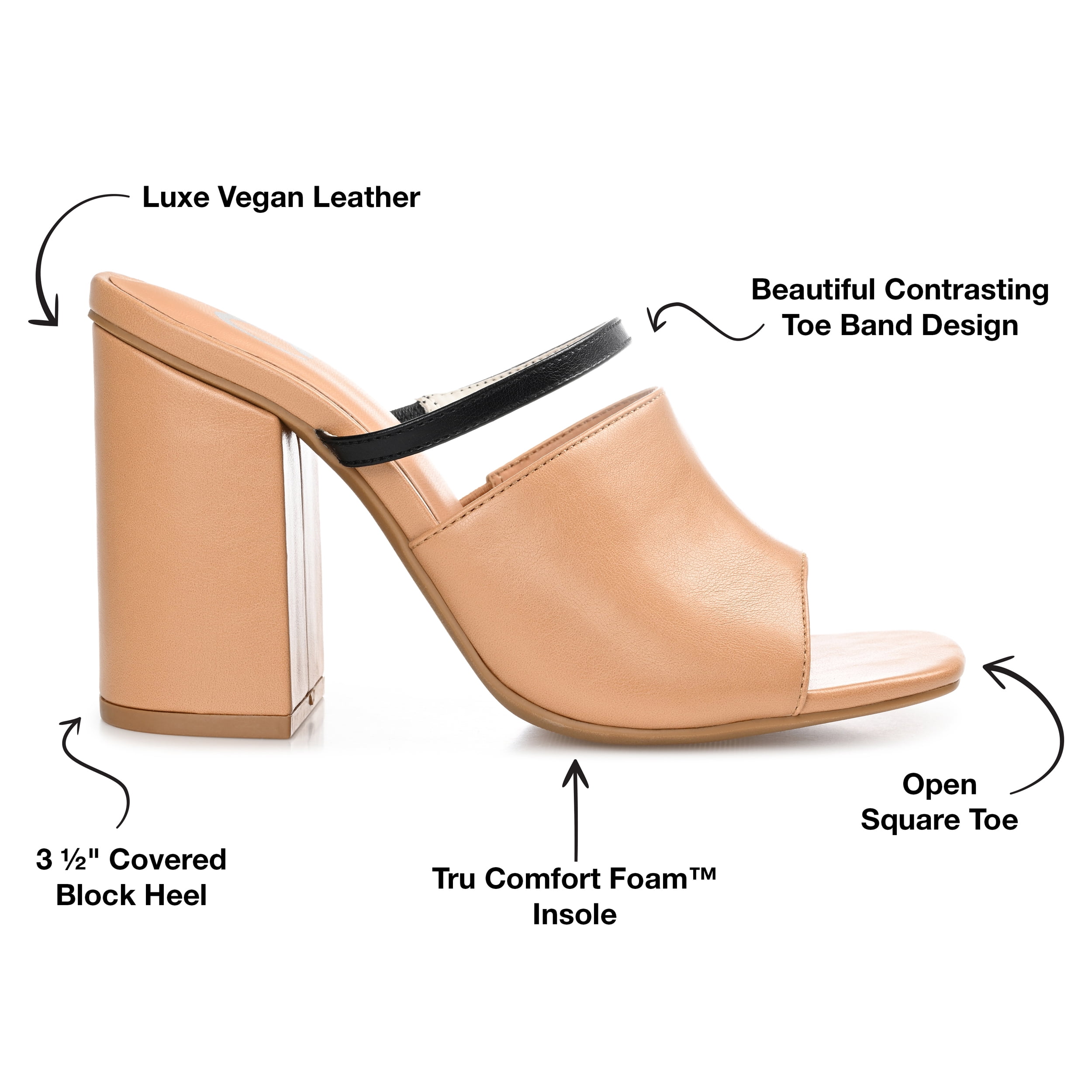 Journee Collection Womens Heiddy Tru Comfort Foam Open Square Toe Block Heel Sandals
