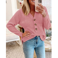 thumbnail image 2 of Womens Sweaters Long Sleeve V Neck Button Down Ribbed Knit Sweater Casual Relaxed Fit Pullover Jumper Tops, 2 of 4