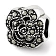 thumbnail image 1 of 925 Sterling Silver Charm For Bracelet Marcasite Flower Bead Stone Crystal, 1 of 7