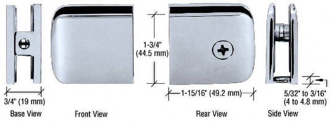 CRL R0M79BN Brushed Nickel Roman Series Fixed Panel U-Clamp