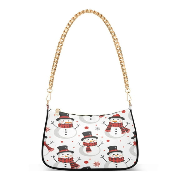 Ryvnso Snowman on White Womens Chain Shoulder Bag Tote Handbags Clutch Hobo Purse with Zipper for Travel