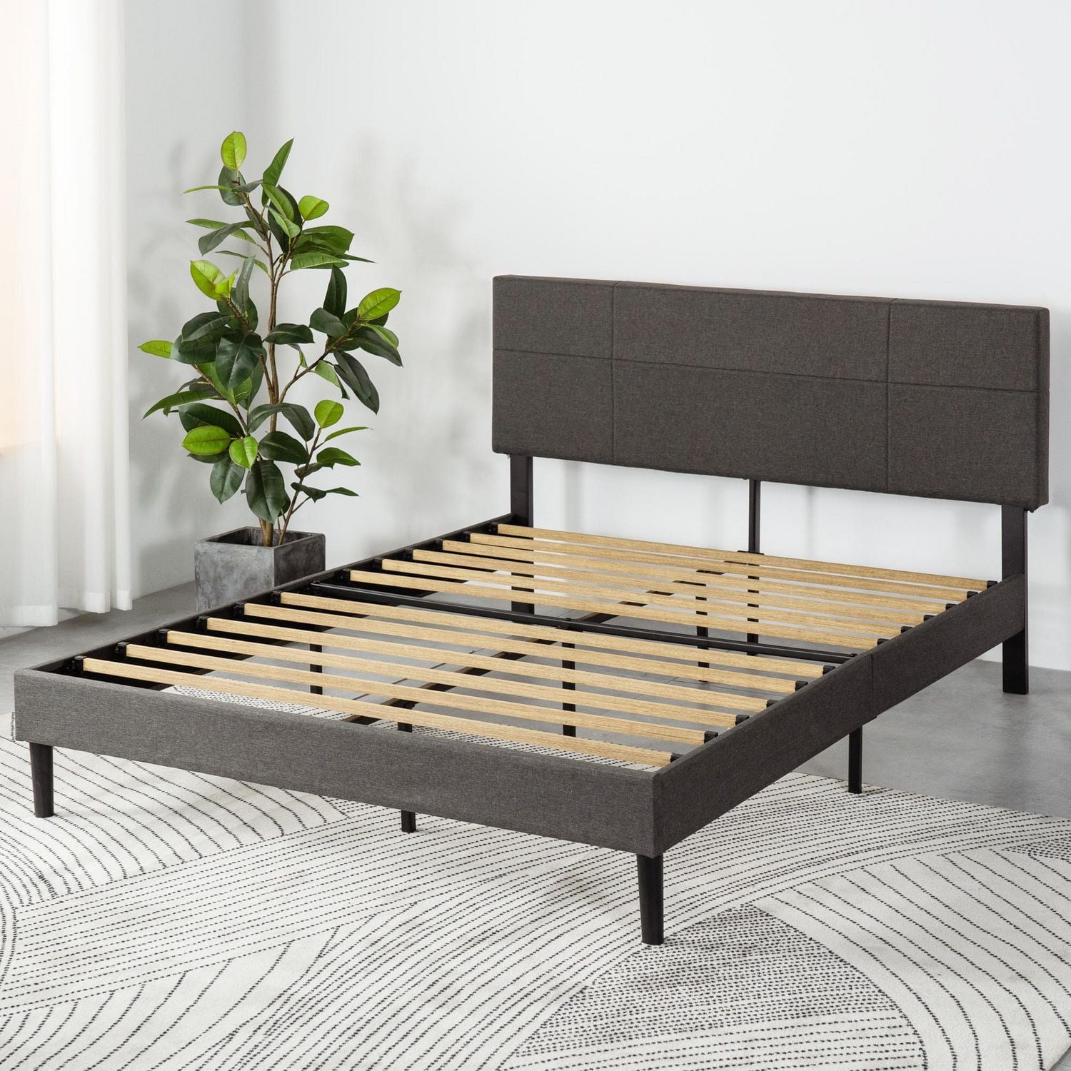 Zinus Denna 38 inch Upholstered Platform Bed Frame with Headboard