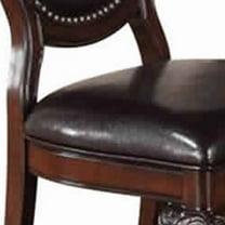Benjara Traditional Rubber Wood Dining Chair With Faux Leather Upholstery , Set Of 2,Brown