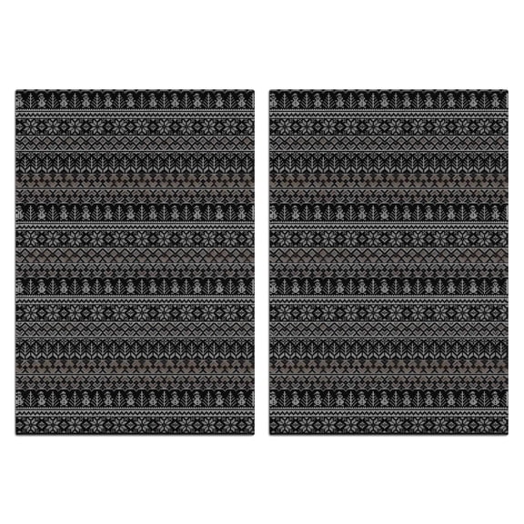 2 Pcs Funny Kitchen Towels,Black Christmas Folk Pattern Microfiber Dish Towels,Kitchen Tea Towels,Kitchen Towel Set (18" X 26")