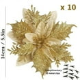 thumbnail image 2 of 10PCS Christmas Poinsettia Decorations, Glitter Poinsettia Flowers Tree Flowers for Xmas Tree Ornaments, 5.5in Gold, 2 of 7