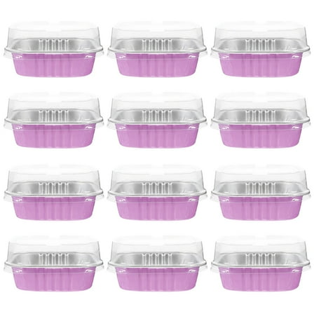 Masteelf Rosy Aluminum Foil Baking Pans with Lids, Small Capacity, 50 Pieces, Disposable Bakeware for Home Cooking