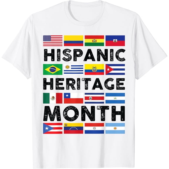 Hispanic Heritage Month National Latin Countries Map Flags T-Shirt