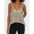 thumbnail image 6 of Women Sequin Top Rhinestone Sparkle Sleeveless V Neck Camisole Open Back Summer Party Clubwear S, 6 of 8