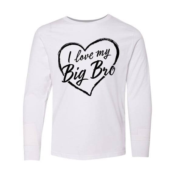 Inktastic I Love My Big Bro in Black Chalk Heart Long Sleeve Youth T-Shirt