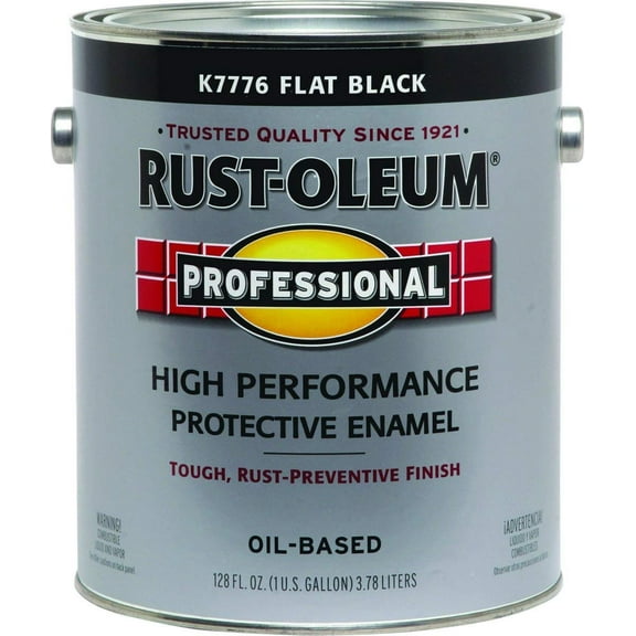 Rust-Oleum Stops Rust Enamel Paint Black Flat - Durable, VOC Compliant, Oven Cure - 1 Gal
