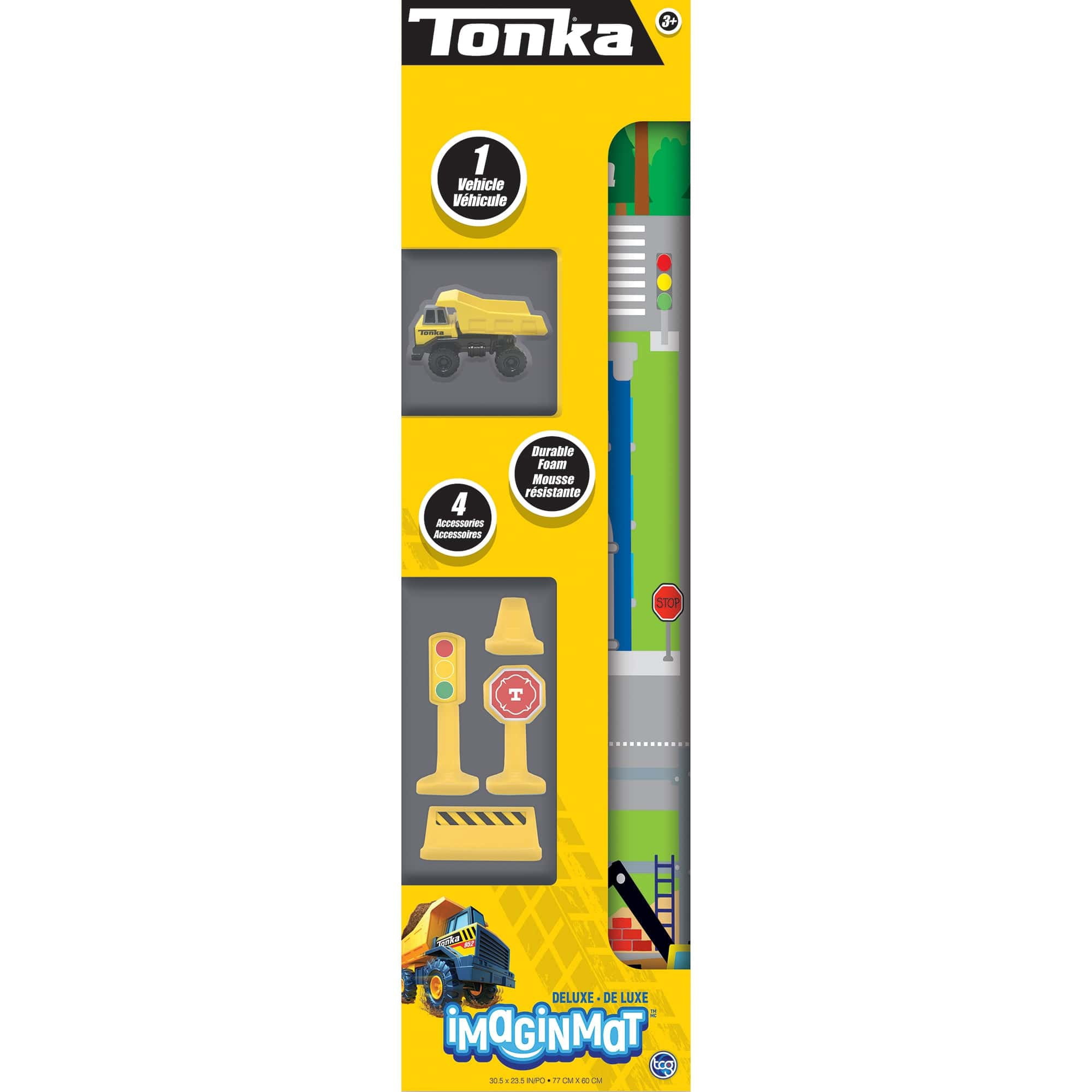 Imaginmat: Deluxe - Tonka - Floor Playmat & Toy Car, 30.5 x 20.5", Character Vehicle & Road Accessories, Durable EVA Foam Mat, Licensed, Kids Ages 3+
