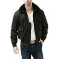 thumbnail image 3 of Landing Leathers Men Navy G-1 Leather Flight Bomber Jacket, 3 of 5