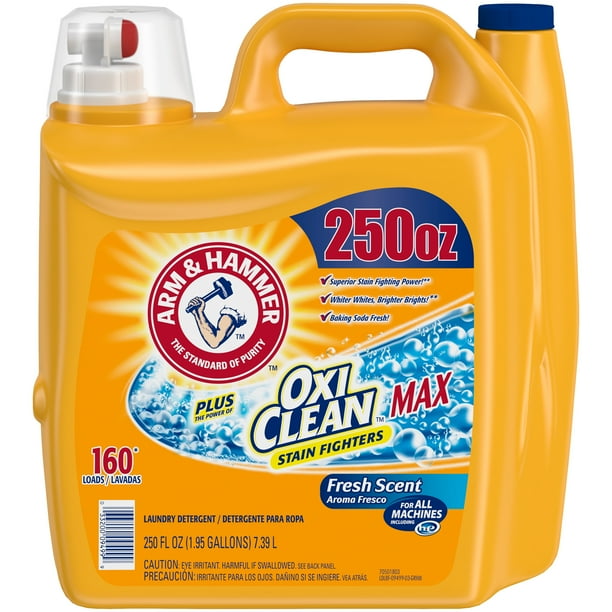 Arm & Hammer Plus OxiClean MAX, 160 Loads Liquid Laundry Detergent, 250
