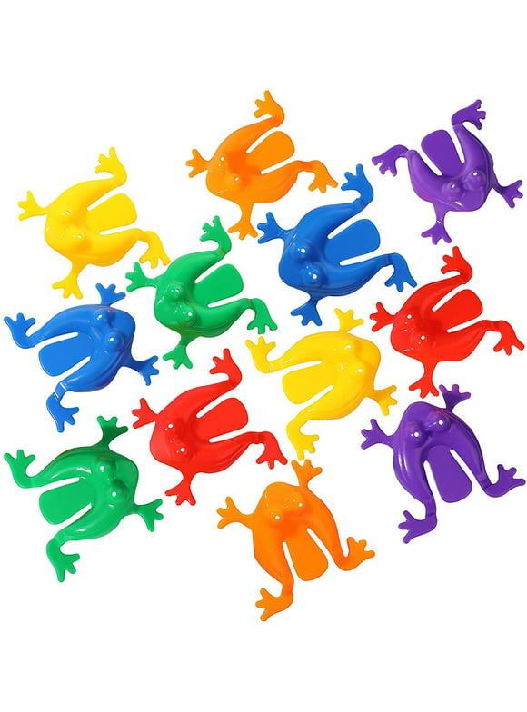 12 Pieces Frog Jumping Leap Frogs Toy 2 Inches Plastic Frogs Toy Assorted Colors Frogs Toys Jumping Plastic Frogs for Boys and Girls Party Favors, Birthday, School, Halloween, Playing, 6 Colors