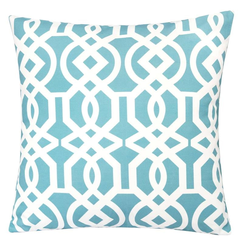 Homey Cozy 20" Lattice Trellis Fabric Outdoor Pillow Cover in Spa Blue