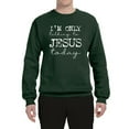 thumbnail image 2 of Wild Bobby, I'm Only Talking to Jesus Today Inspirational/Christian Unisex Crewneck Graphic Sweatshirt, Forest Green, Large, 2 of 6
