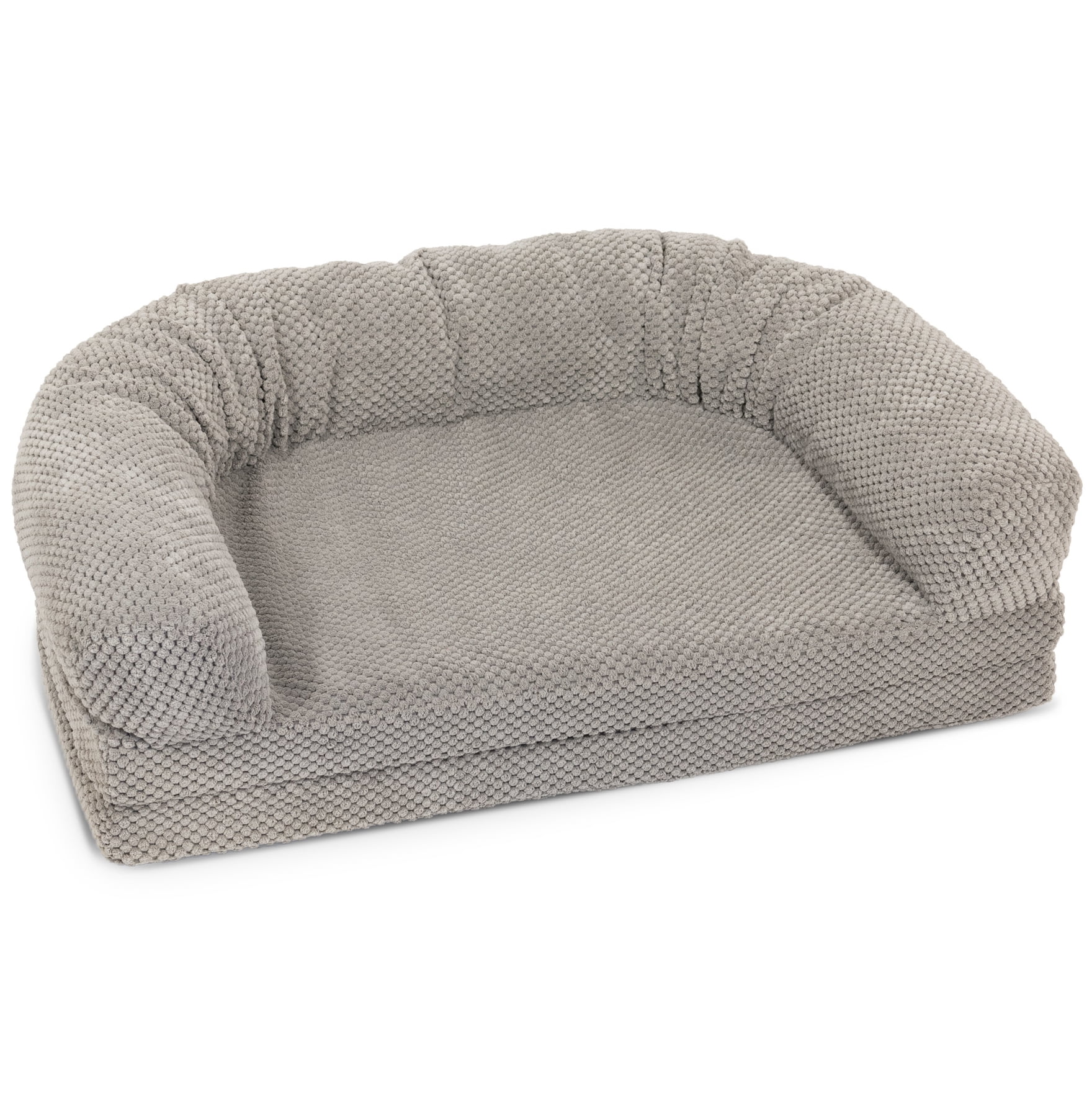 Precious Tails Chenille Round Sofa Fold Out Orthopedic Pet Dog Bed