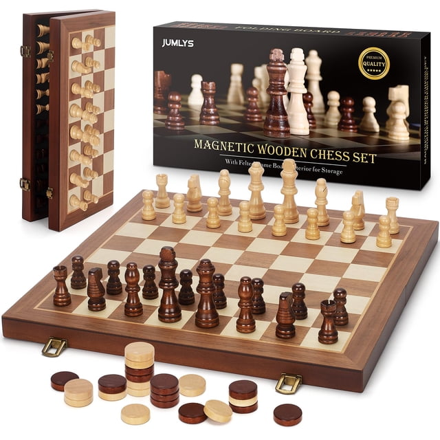 Juego de mesa Jumlys, juego de ajedrez y damas, magnético, 2 en 1