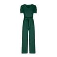 thumbnail image 4 of Homenesgenics Summer Jumpsuit for Women Women Short Sleeve Playsuit Clubwear Straight Leg Jumpsuit with Belt, 4 of 6