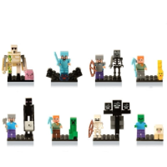 8 Pcs My World Minifigures Building Block Kits Set, Game Series Pixel Action Figures Toy, Gift for Children and Fans