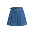 thumbnail image 5 of Free Assembly Women's Pleated Denim Mini Skirt with Belt, Sizes 0-20, 5 of 5