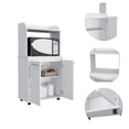 thumbnail image 5 of Newboti Furniture Kira Kitchen Kart, Double Door Cabinet, One Open Shelf, Two Interior Shelves -White 32025, 5 of 7