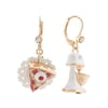 Betsey Johnson Mismatched Pie Mixer Dangle Earrings, Gold-Tone, White and Red