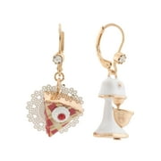 Betsey Johnson Mismatched Pie Mixer Dangle Earrings, Gold-Tone, White and Red