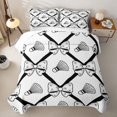 thumbnail image 2 of Castle Fairy Sport Badminton Bow Quilt King,Geometric Plaid King Coverlet Set,Black White, 2 of 7
