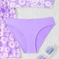 thumbnail image 6 of Xudanell Girls 3 Pcs Swim Cover Up Sets Floral Bikini Crop Top with Brief Kimono Teens Bathing Suit (Purple, 7-8 Years), 6 of 6