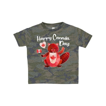 

Inktastic Happy Canada Day Cute Red Beaver with Canadian Flag Gift Toddler Boy or Toddler Girl T-Shirt