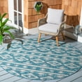 thumbnail image 3 of SAFAVIEH Courtyard April Geometric Indoor/Outdoor Area Rug, Teal/Grey, 6'7" x 6'7" Round, 3 of 9