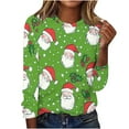 thumbnail image 2 of Babysbule Christmas Sweatshirts for Women Fashion Women's Christmas Printed Casual Loose Round Neck Long Sleeve T-shirt Tops Blouse, 2 of 4