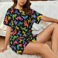 thumbnail image 4 of Pofeuu Colorful Geometric Dog Print Women's Pajama Set Short/Shorts Soft Button PJs Elastic Drawstring Waist Sleepwear-X-Large, 4 of 6