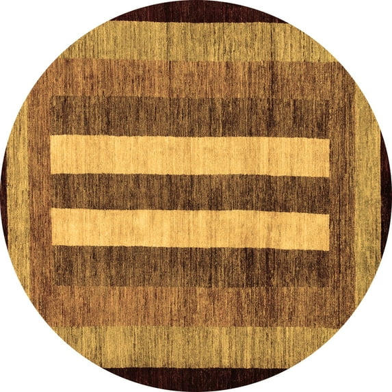 Ahgly Company Indoor Round Abstract Brown Modern Area Rugs, 5' Round