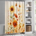 thumbnail image 3 of Retro Flower Fabric Shower Curtain Watercolor Sunflower Butterfly Washable Shower Curtains for Bathroom, Waterproof Bath Curtain with Hooks Home Decor 72x72in, 3 of 8