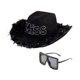 thumbnail image 4 of Sombrero de vaquero del oeste, accesorio para disfraz de cosplay, fiesta de disfraces y espectáculo. Negro, 4 of 8