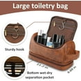 thumbnail image 3 of Toiletry Bag for Men, Large Leather Shaving Kit, Travel Essentials, Gifts for Father, Dad, Boyfriend, Grandpa, Water-resistant Shaving Bag for Toiletries Accessories, 3 of 4