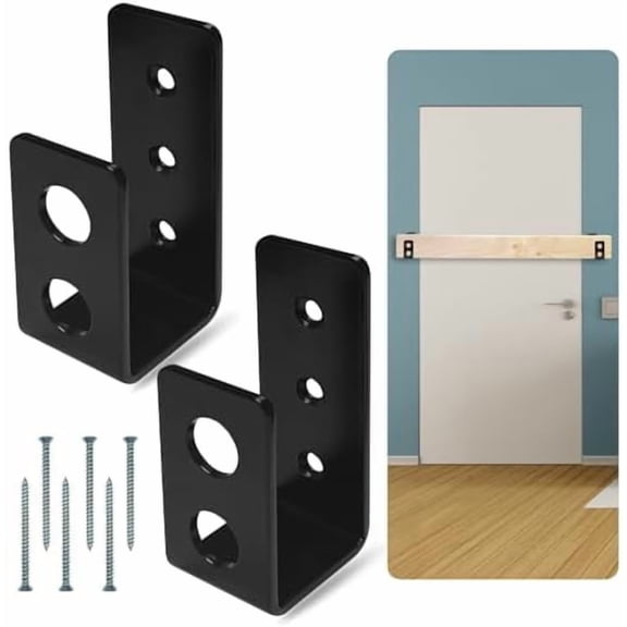 Heavy Duty 2x4 Door Barricade Brackets - 700lbs of Force, Door Brace Install in -(2pc) Thick 3.5mm Iron Metal U Bracket | Rust Proof - Gate Bar Holder for Indoor/Outdoor Door Security Bar