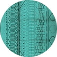 thumbnail image 1 of Ahgly Company Machine Washable Indoor Round Solid Turquoise Blue Modern Area Rugs, 5' Round, 1 of 4