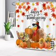 thumbnail image 3 of Thanksgiving Shower Curtain Fall Maple Leaves Pumpkins Sunflower and Turkey Shower Curtain for Bathroom, Autumn Holiday Shower Curtain with Hooks Bathtub Decorations, 72W X 72H inches, 3 of 6