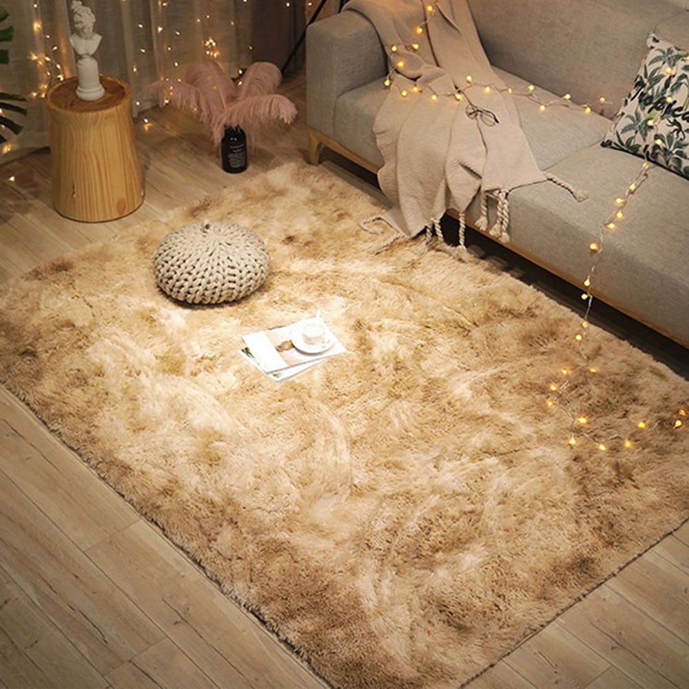 PICTURESQUE Shaggy Fluffy Rugs Anti-Skid Area Rug Dining Room Carpet Bedroom Floor Mat Beige 160x120cm 