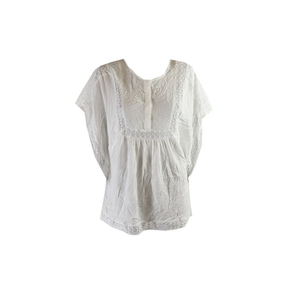 Two By Vince Camuto Womens White Lace Inset Poncho Tunic M